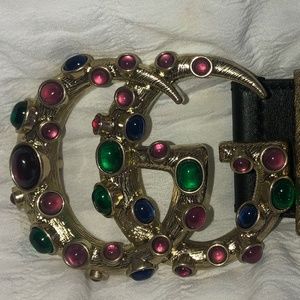Beautiful Authentic Gucci Multicolor Gem GG Buckle Belt.